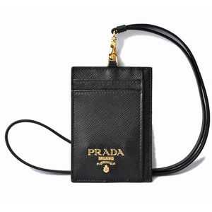 Prada Pass Case ID Holder Card Case Neck Strap Nero